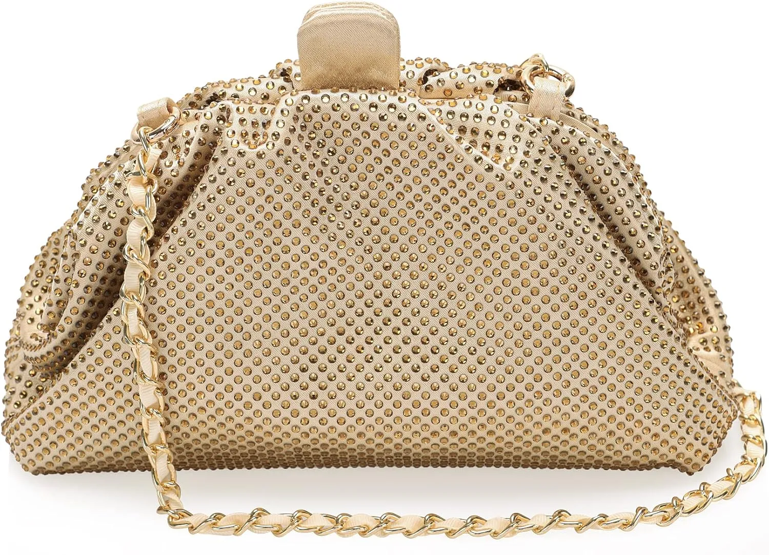Rhinestone Purse Crystal Frame Clutch Bag Party Pleated Women Clutch Handbag