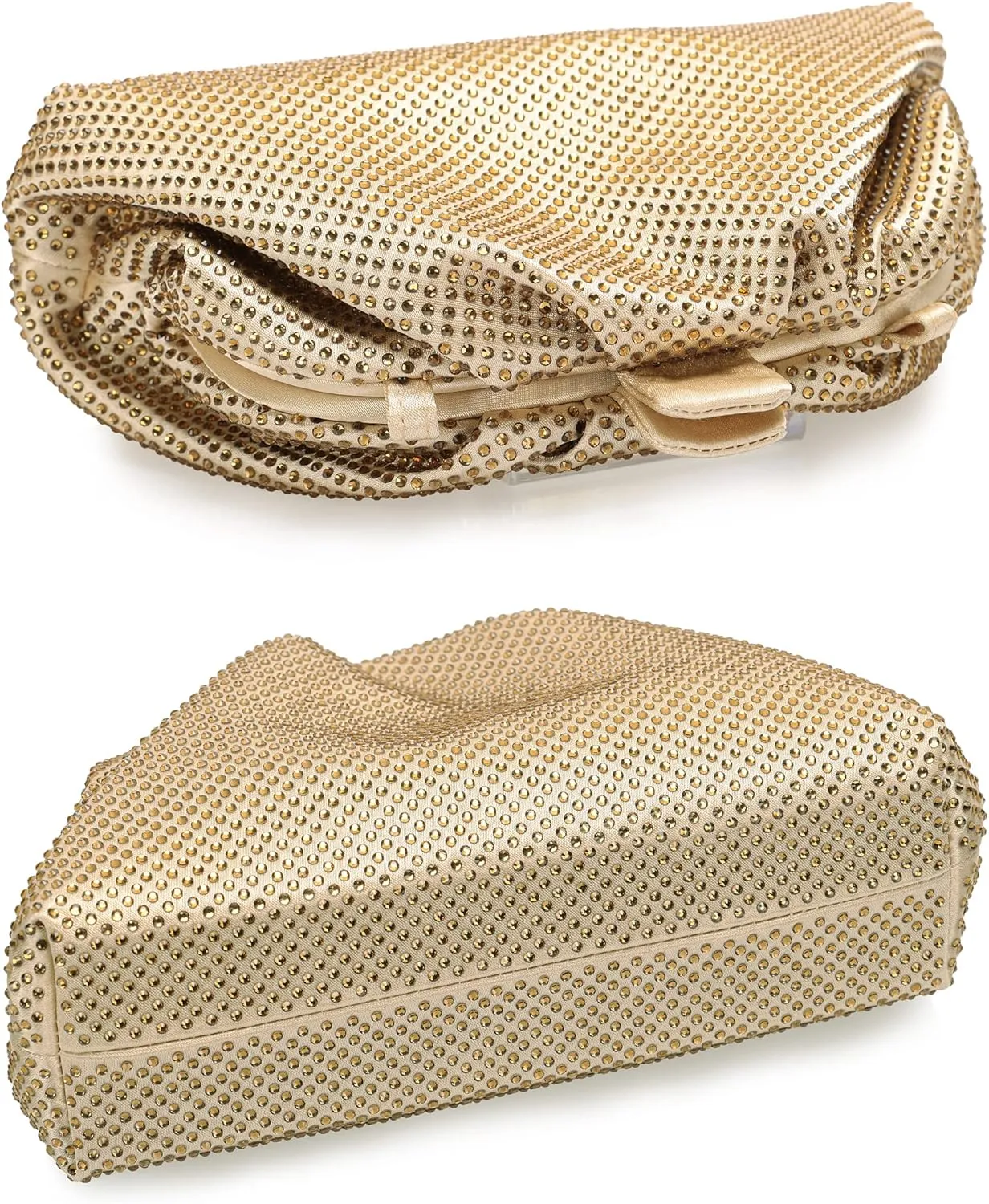 Rhinestone Purse Crystal Frame Clutch Bag Party Pleated Women Clutch Handbag