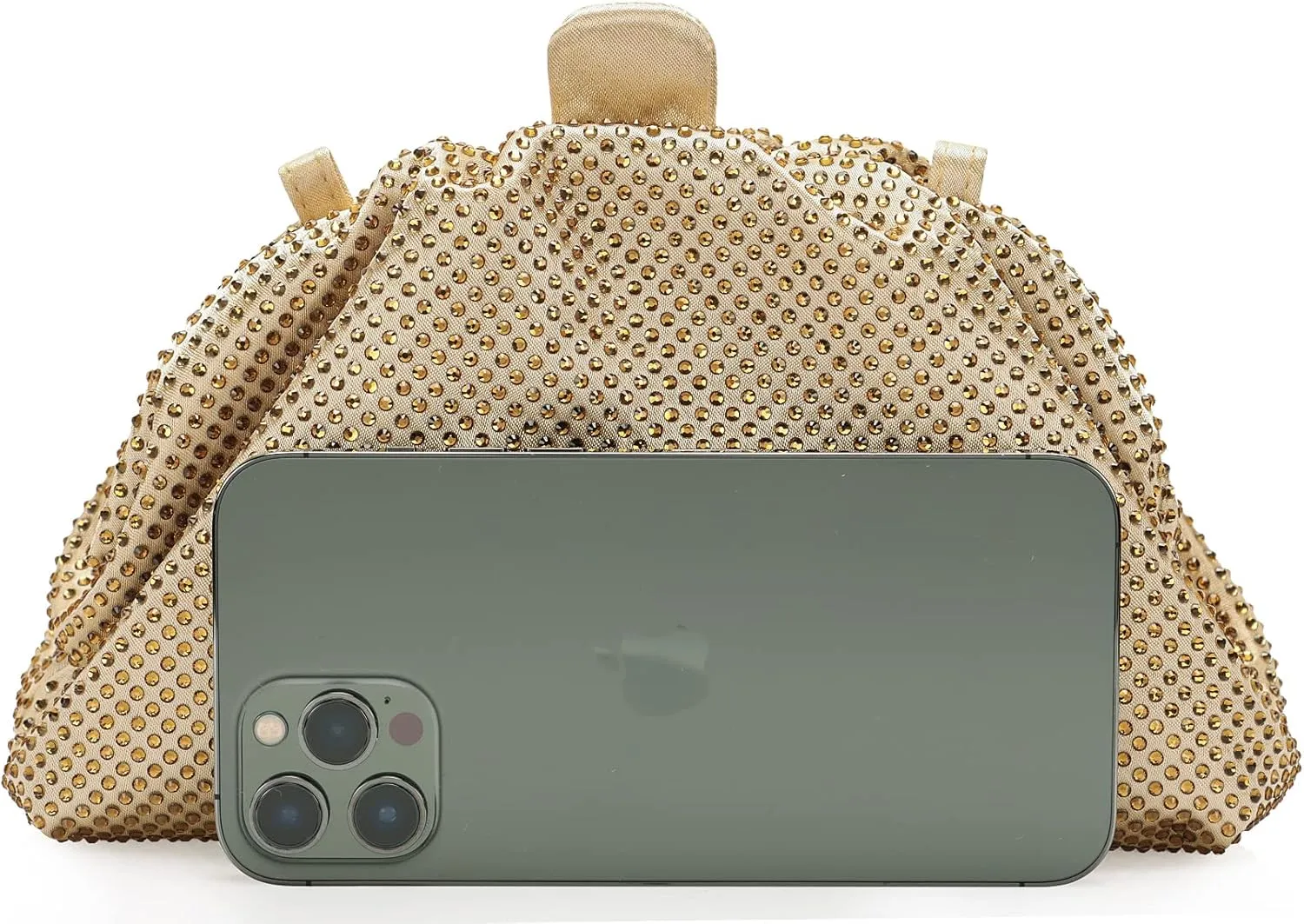 Rhinestone Purse Crystal Frame Clutch Bag Party Pleated Women Clutch Handbag