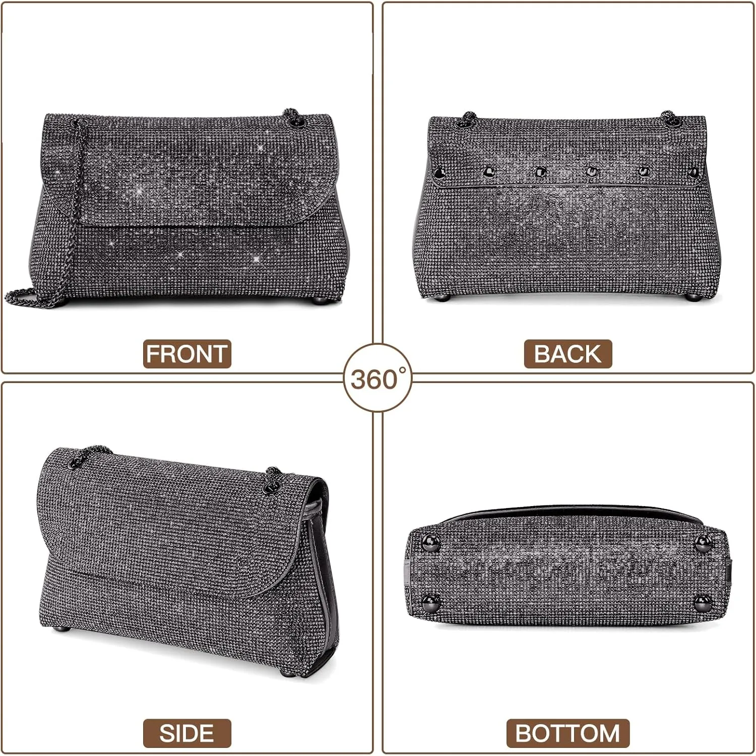 Rhinestone Purse for Women Evening Bag Sparkly Handbags Crossbody Bag Prom Clutch Purse for Wedding