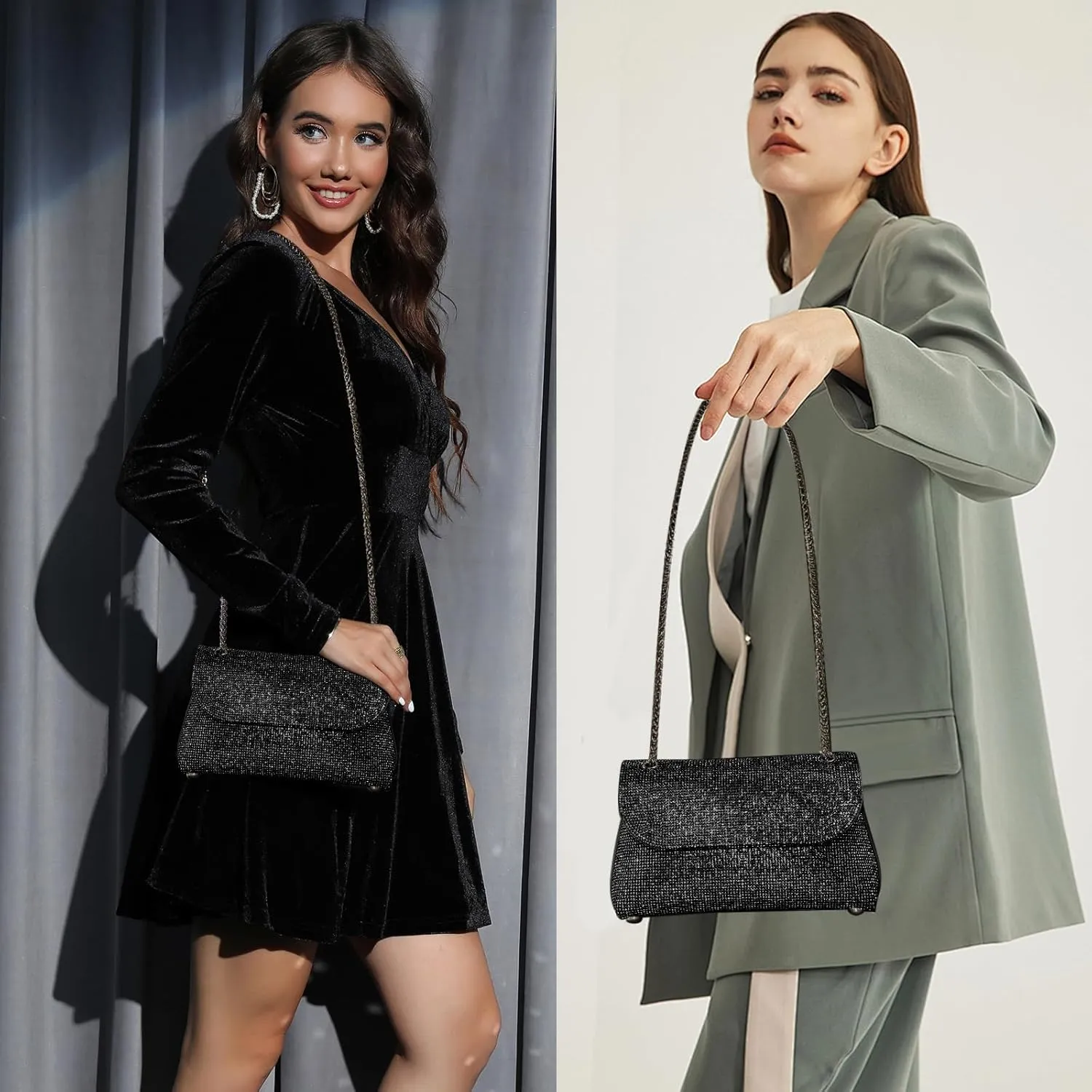 Rhinestone Purse for Women Evening Bag Sparkly Handbags Crossbody Bag Prom Clutch Purse for Wedding