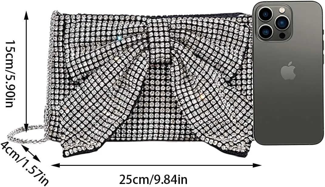 Rhinestone Purse Glitter Evening bag Sparkly Bow Clutch Purses for Women Cross Body Handbags for Party Prom Wedding