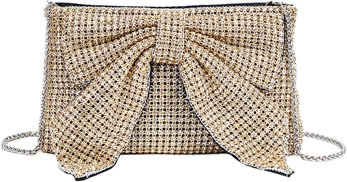 Rhinestone Purse Glitter Evening bag Sparkly Bow Clutch Purses for Women Cross Body Handbags for Party Prom Wedding