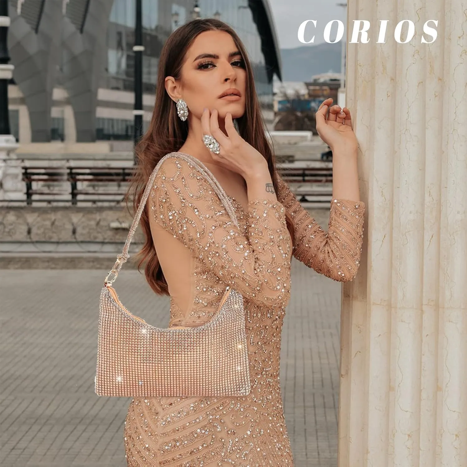 Rhinestone Purses for Women Crystal Clutch Bag Wedding Purse Bling Hobo Bag