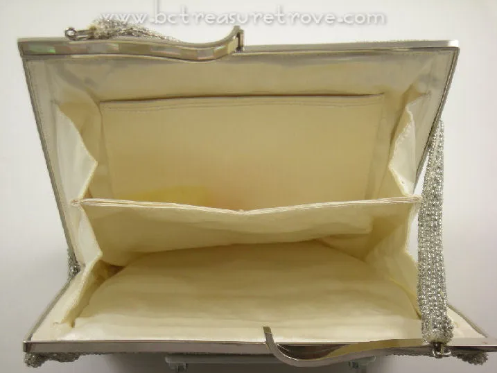 Rocaille Beaded Vintage Evening Purse Sparkling Silver