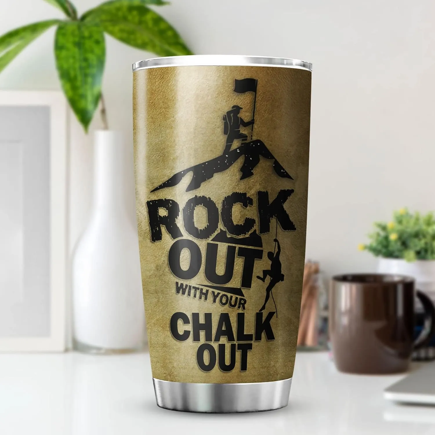 Rock Climbing Tumbler, Stainless Steel, 20 oz, Vintage Climbing Gifts for Men, Dad, Husband, Boyfriend, Novelty Sport Coffee Mug, Adventure