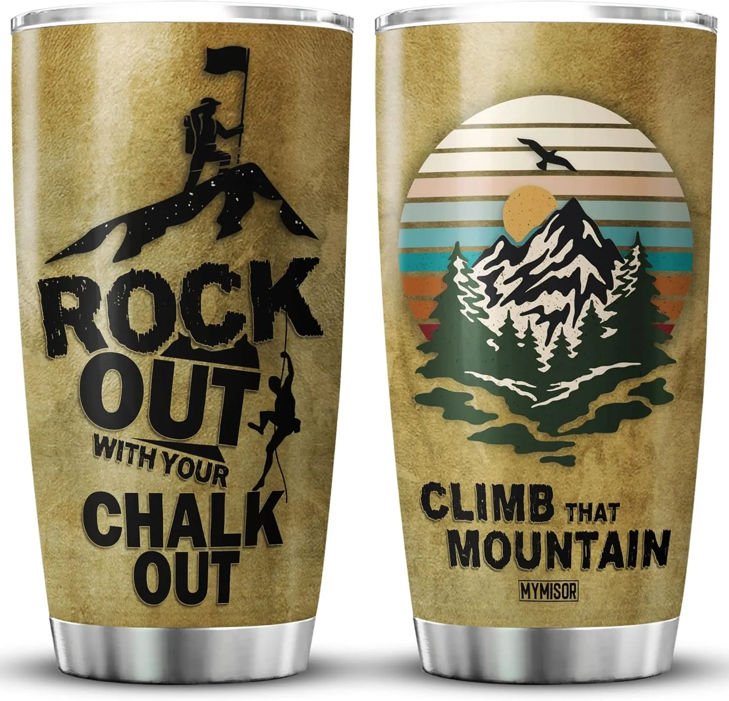 Rock Climbing Tumbler, Stainless Steel, 20 oz, Vintage Climbing Gifts for Men, Dad, Husband, Boyfriend, Novelty Sport Coffee Mug, Adventure