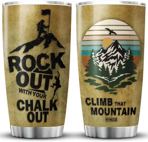 Rock Climbing Tumbler, Stainless Steel, 20 oz, Vintage Climbing Gifts for Men, Dad, Husband, Boyfriend, Novelty Sport Coffee Mug, Adventure