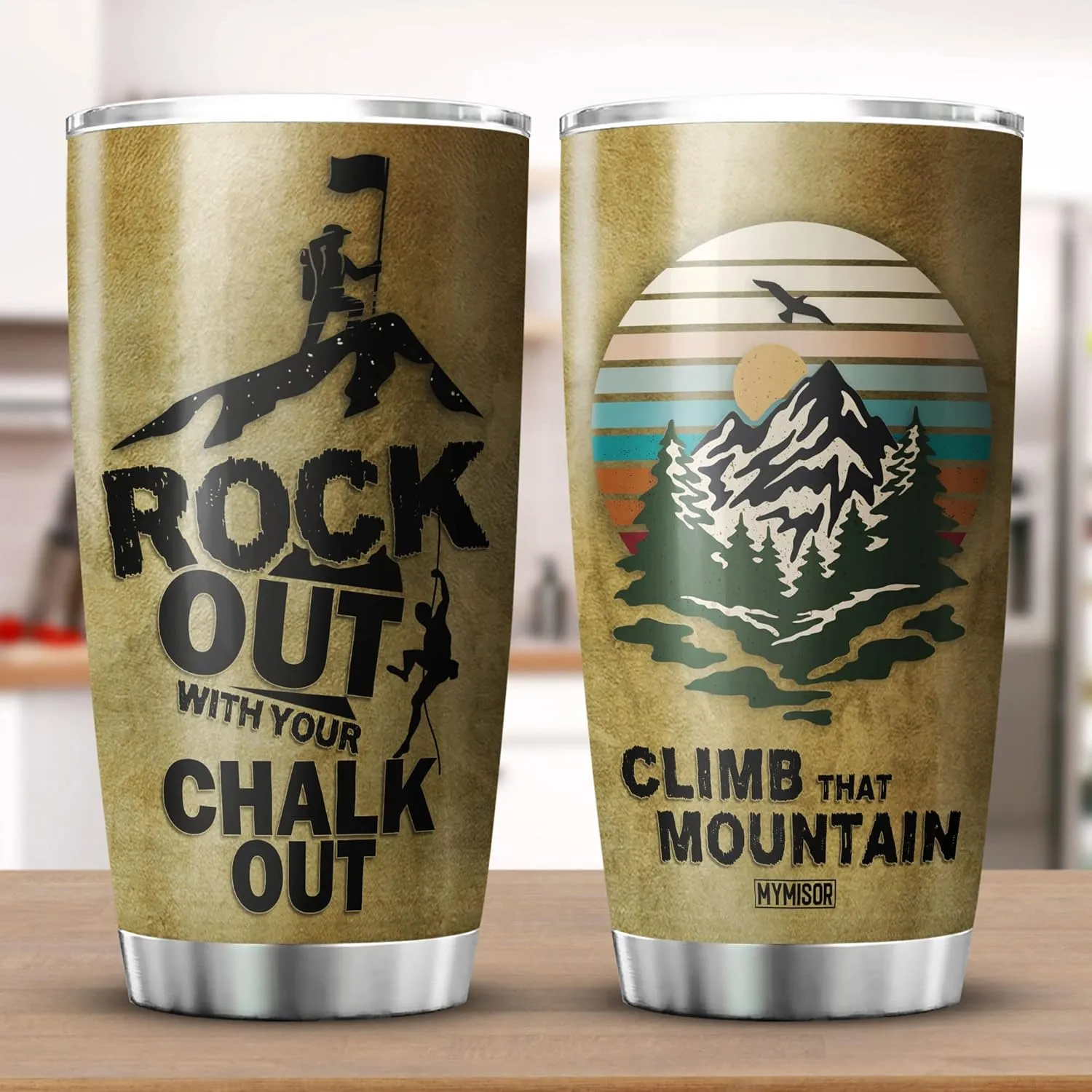Rock Climbing Tumbler, Stainless Steel, 20 oz, Vintage Climbing Gifts for Men, Dad, Husband, Boyfriend, Novelty Sport Coffee Mug, Adventure