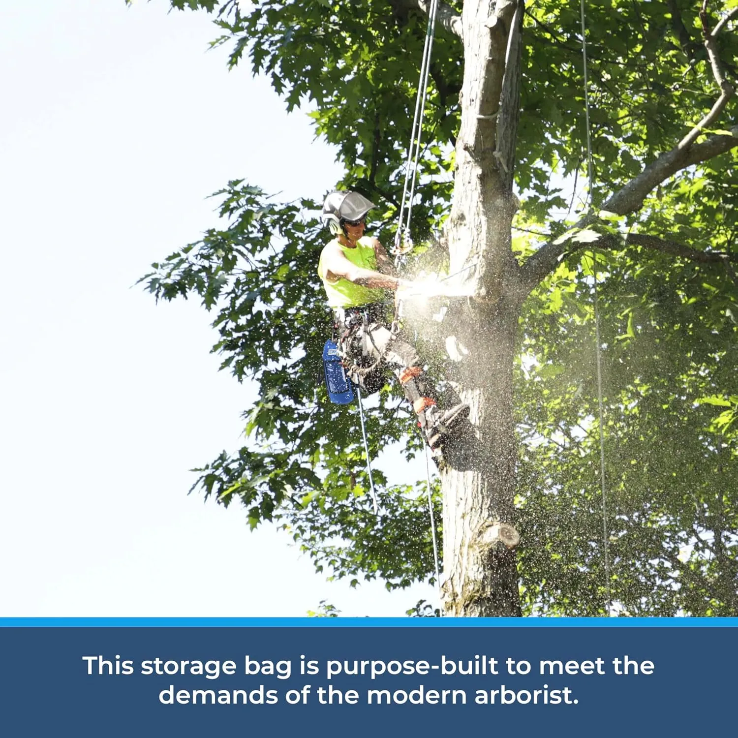 Rock-N-Rescue Arbor Rope Storage Bag - Rock and Tree Climbing Equipment, Arborist Gear, Bucket Style Backpack, Waterproof Nylon Material, Blue, 200'
