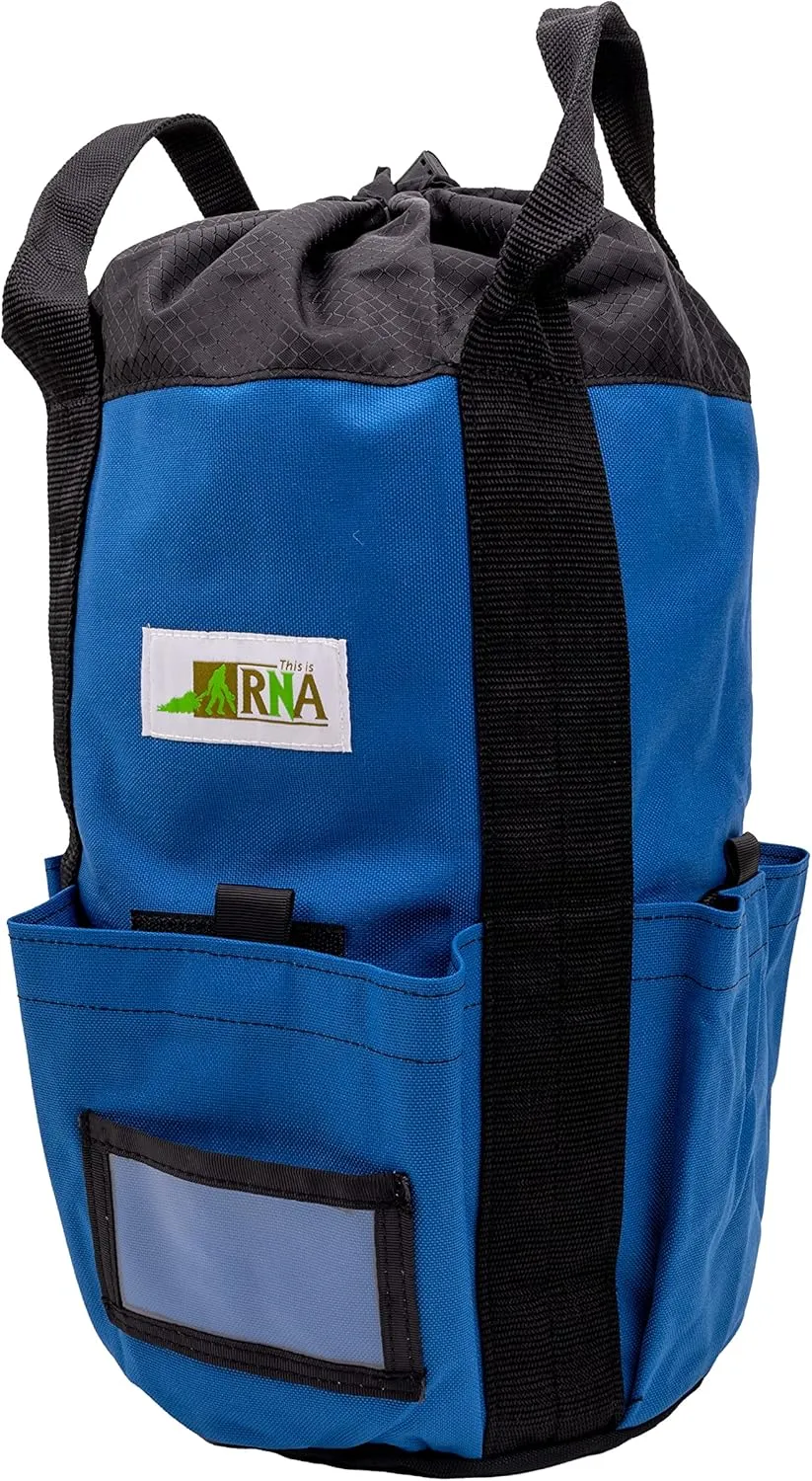 Rock-N-Rescue Arbor Rope Storage Bag - Rock and Tree Climbing Equipment, Arborist Gear, Bucket Style Backpack, Waterproof Nylon Material, Blue, 200'