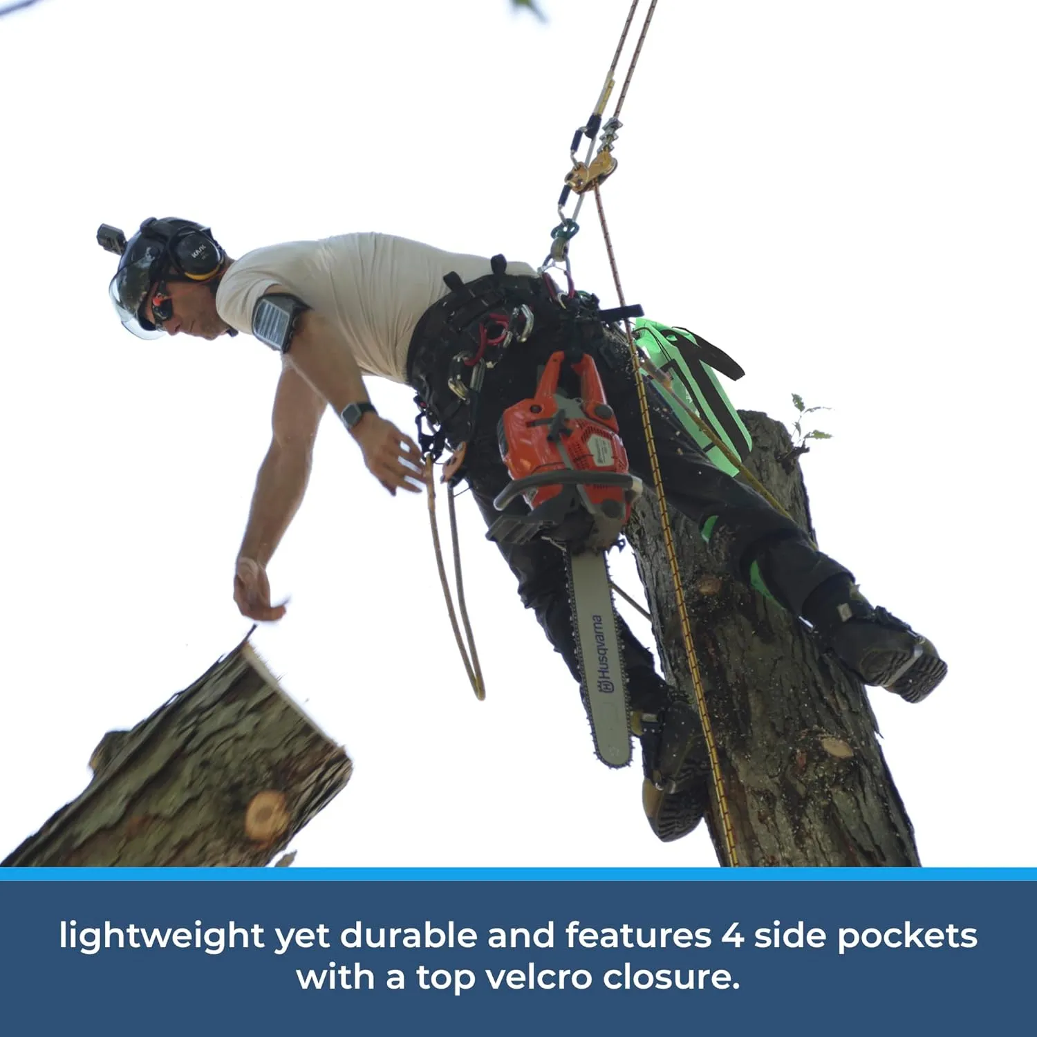 Rock-N-Rescue Arbor Rope Storage Bag - Rock and Tree Climbing Equipment, Arborist Gear, Bucket Style Backpack, Waterproof Nylon Material, Blue, 200'