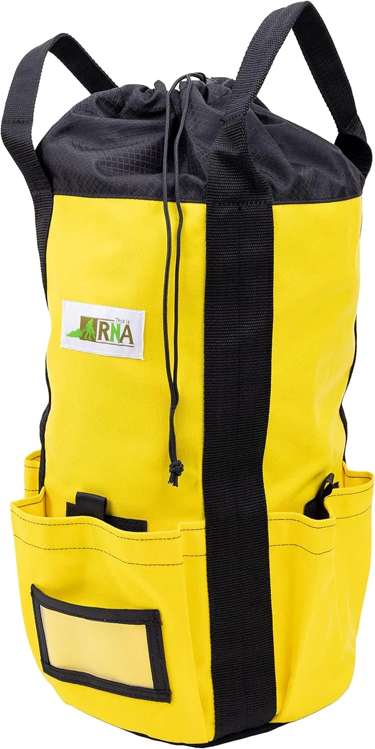 Rock-N-Rescue Arbor Rope Storage Bag - Rock and Tree Climbing Equipment, Arborist Gear, Bucket Style Backpack, Waterproof Nylon Material, Yellow, 150'