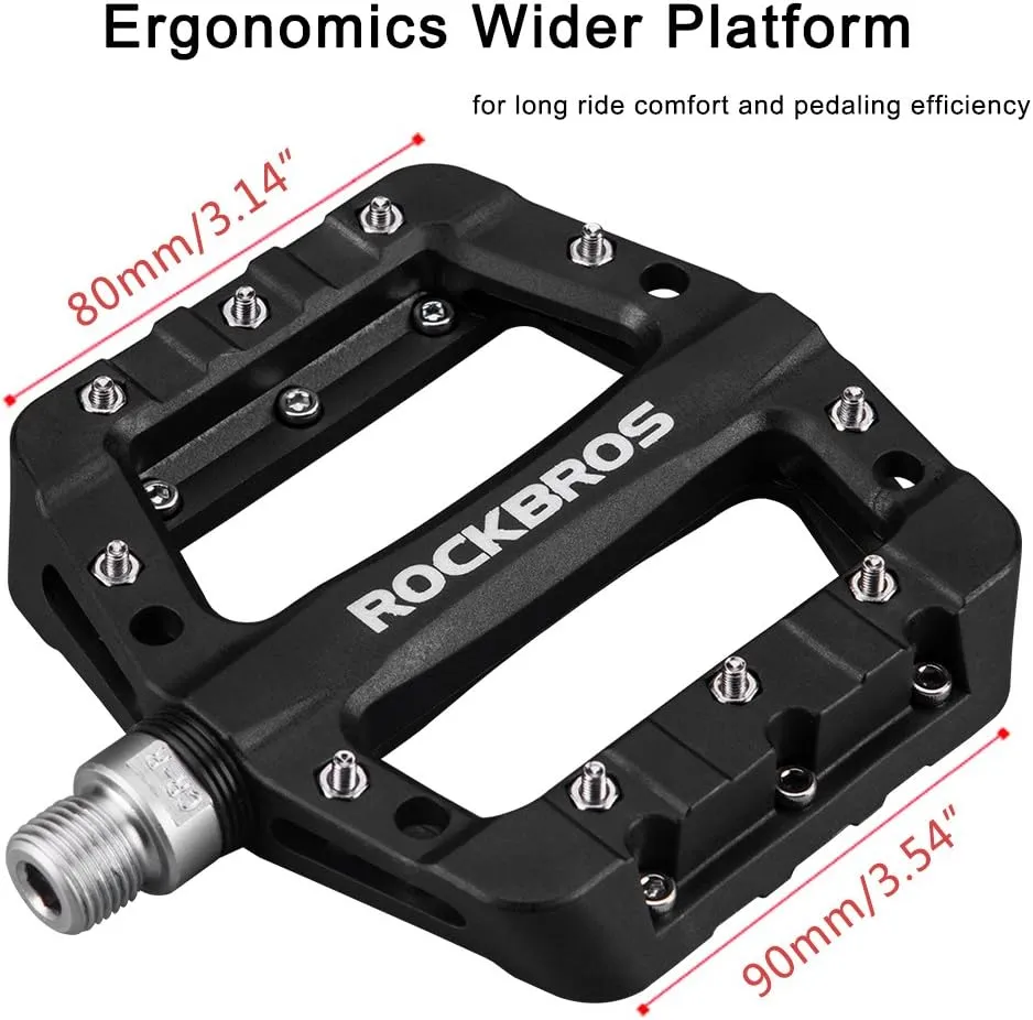 ROCKBROS MTB Pedals Mountain Bike Pedals Lightweight Nylon Fiber Bicycle Platform Pedals for BMX MTB 9/16"