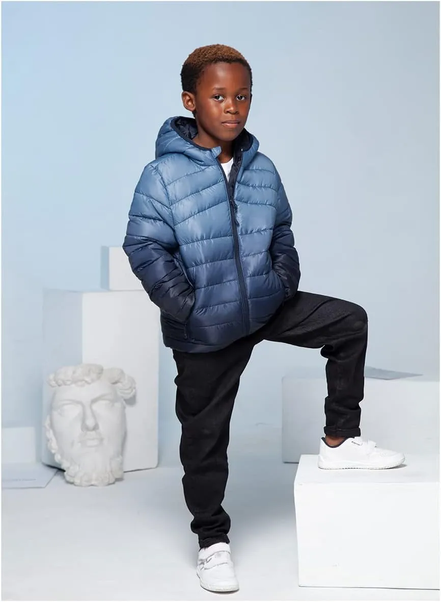 Rokka&Rolla Boys' Reversible Lightweight Puffer Jacket Hooded Water-Resistant Winter Coat