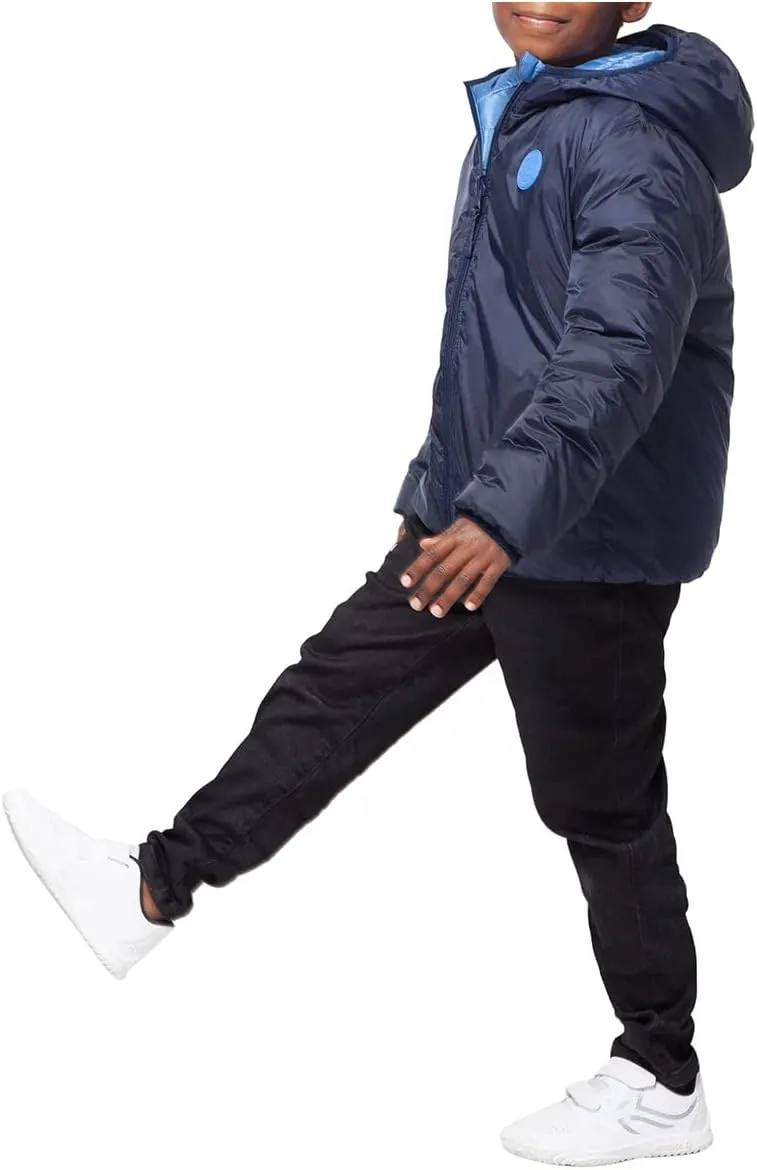 Rokka&Rolla Boys' Reversible Lightweight Puffer Jacket Hooded Water-Resistant Winter Coat
