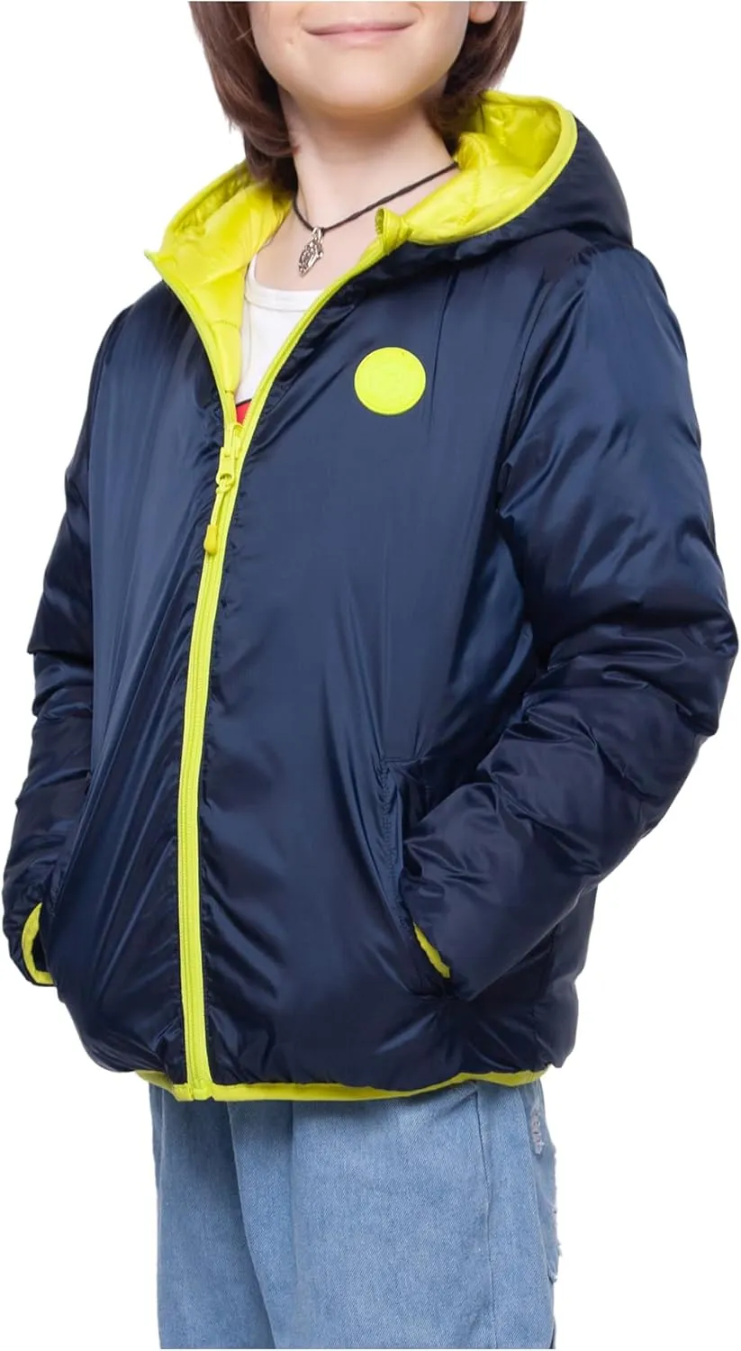 Rokka&Rolla Boys' Reversible Lightweight Puffer Jacket Hooded Water-Resistant Winter Coat