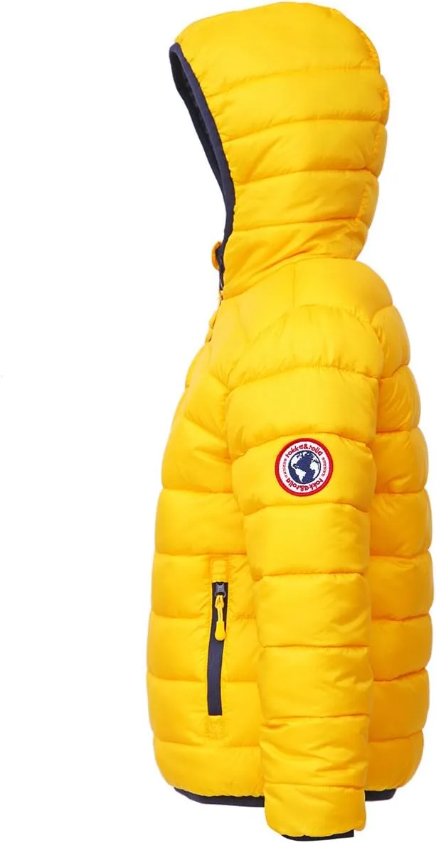 Rokka&Rolla Boys' Reversible Lightweight Puffer Jacket Hooded Water-Resistant Winter Coat