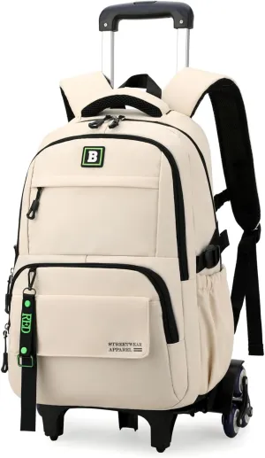 Rolling Backpack for Boys Kids Backpack with Wheels Trolley School Bag for Teens Elementary Wheeled Backpack