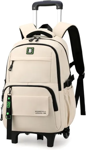 Rolling Backpack for Boys Kids Backpack with Wheels Trolley School Bag for Teens Elementary Wheeled Backpack