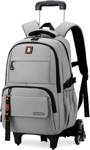 Rolling Backpack for Boys Kids Backpack with Wheels Trolley School Bag for Teens Elementary Wheeled Backpack
