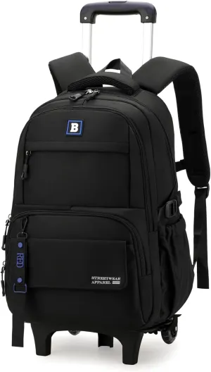 Rolling Backpack for Boys Kids Backpack with Wheels Trolley School Bag for Teens Elementary Wheeled Backpack