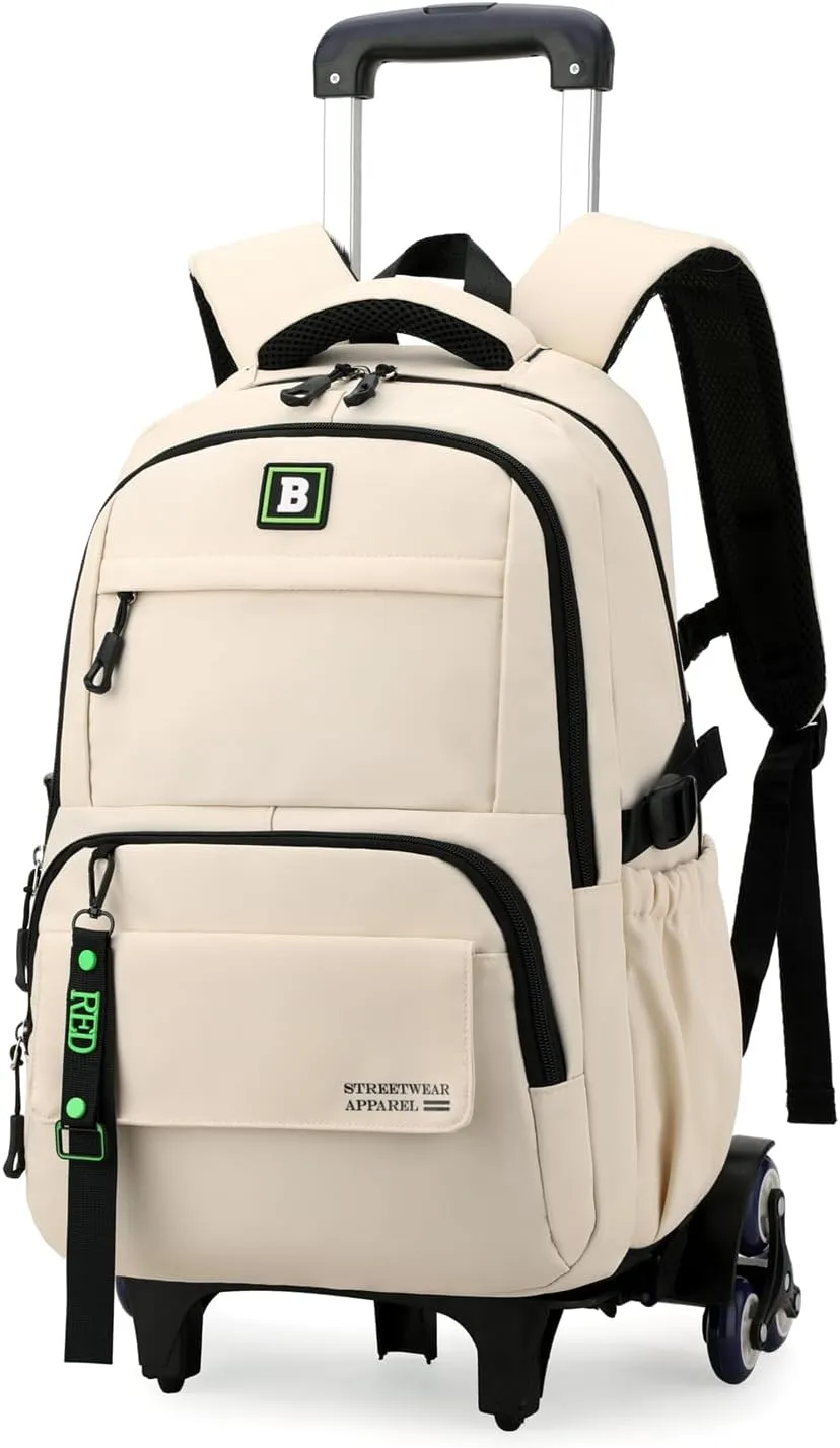 Rolling Backpack for Boys Kids Backpack with Wheels Trolley School Bag for Teens Elementary Wheeled Backpack