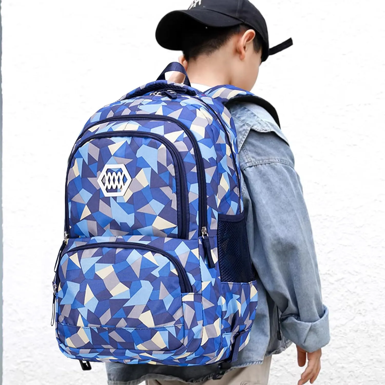 Rolling Backpack for Elementary School Students Teens Travel Bag Wheeled Trolley Trip Luggage Trolley Daypack for Girls and Boys, BE Squares