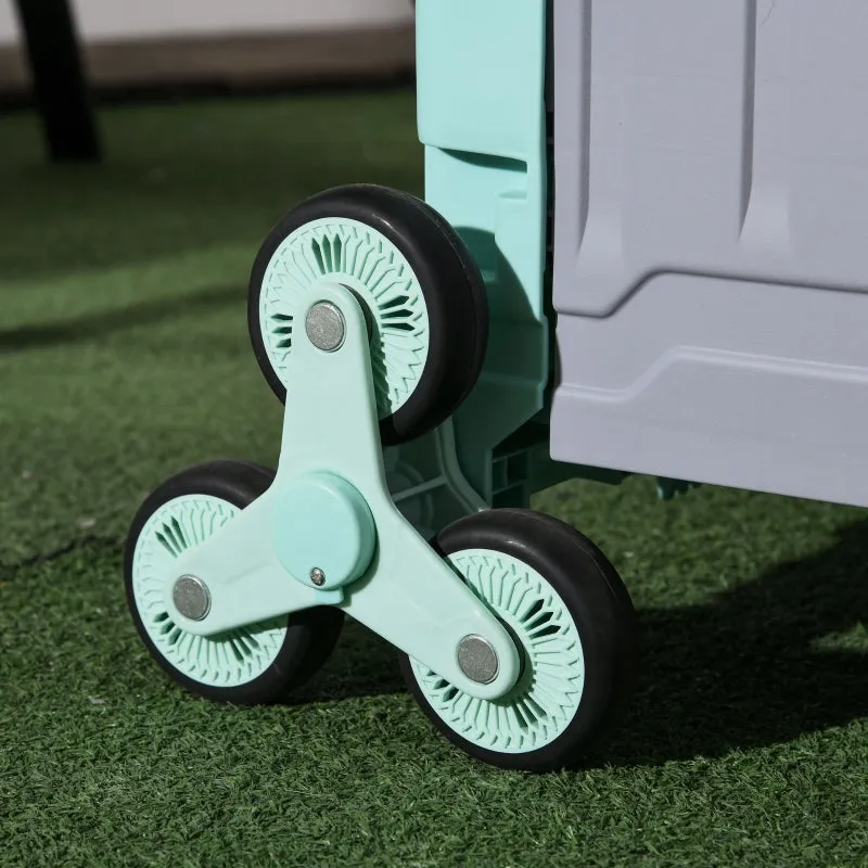Rootz Foldable Shopping Cart Stair Climbing Wheels - Telescopic Handle - Lightweight Design - 51L Volume - Green - 52cm x 48cm x 100cm