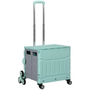 Rootz Foldable Shopping Cart Stair Climbing Wheels - Telescopic Handle - Lightweight Design - 51L Volume - Green - 52cm x 48cm x 100cm