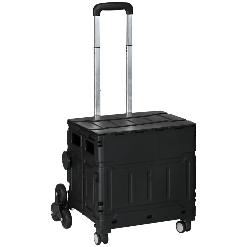Rootz Shopping Cart with Stair-Climbing Wheels - Rollator Trolley - Foldable Cart - Telescopic Handle - 51L - 52cm x 48cm x 100cm