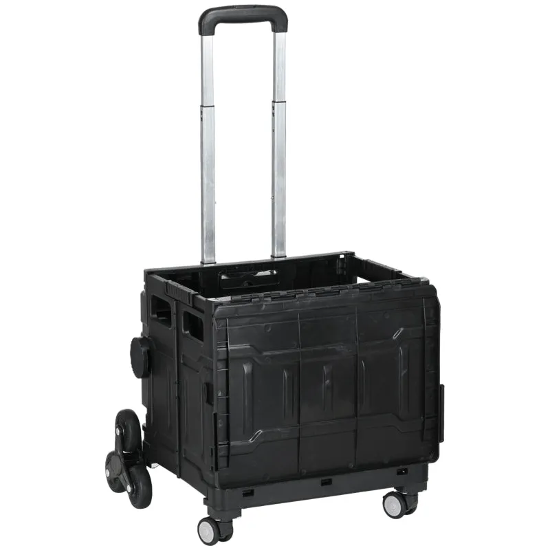 Rootz Shopping Cart with Stair-Climbing Wheels - Rollator Trolley - Foldable Cart - Telescopic Handle - 51L - 52cm x 48cm x 100cm