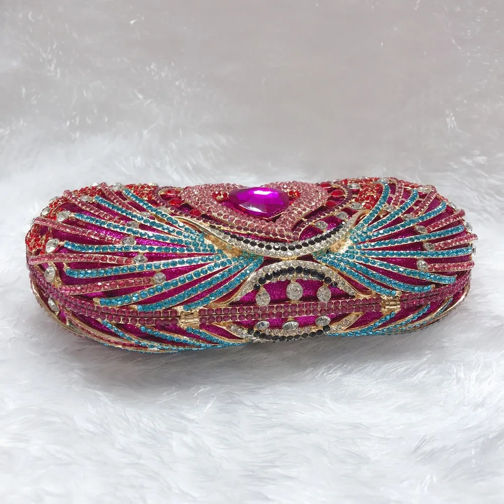 Rose Red Heart Prom Clutch Purse