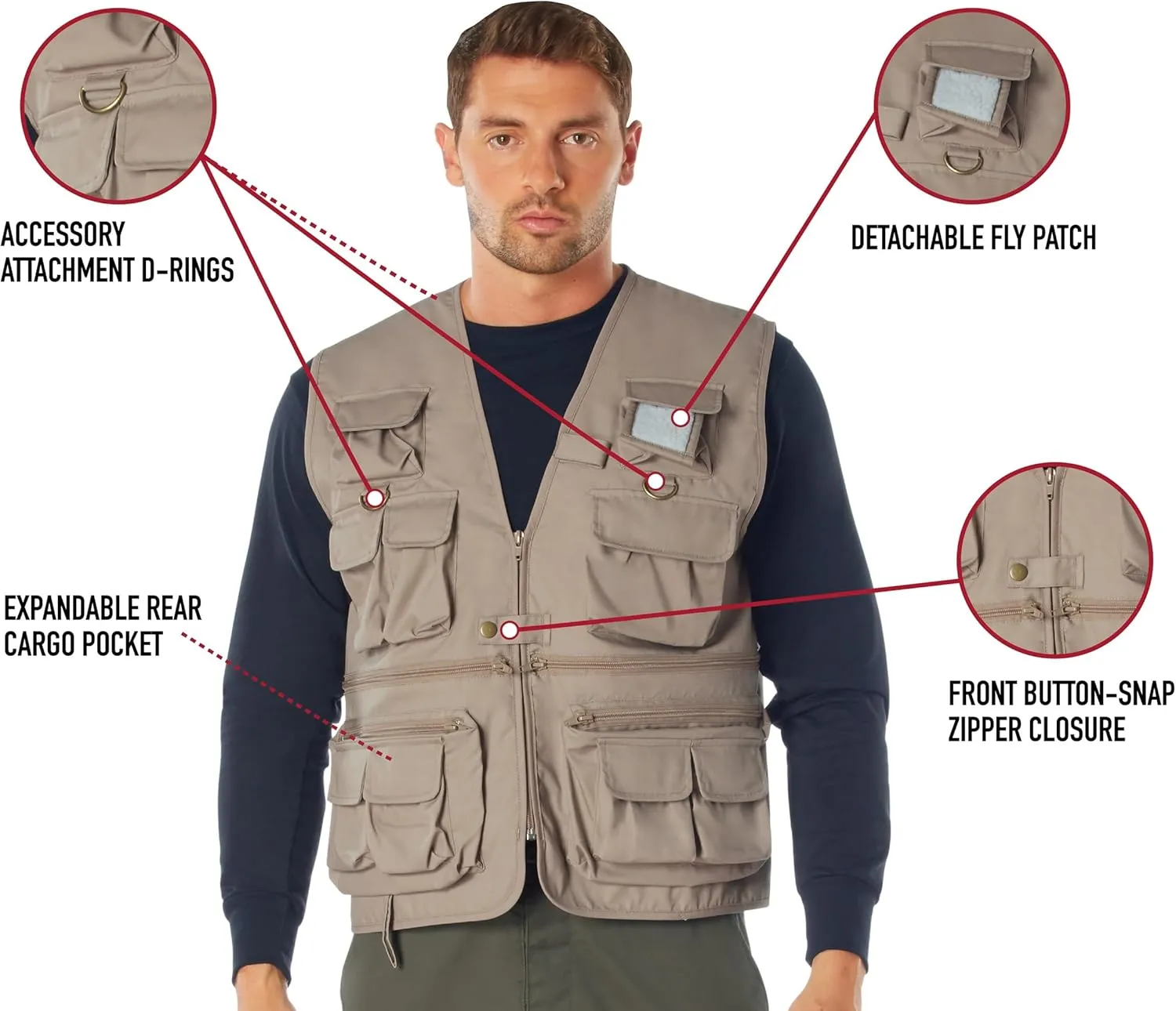 Rothco Uncle Milty Travel Vest - Outdoor Fishing Camping 17 Cargo Pocket Jacket