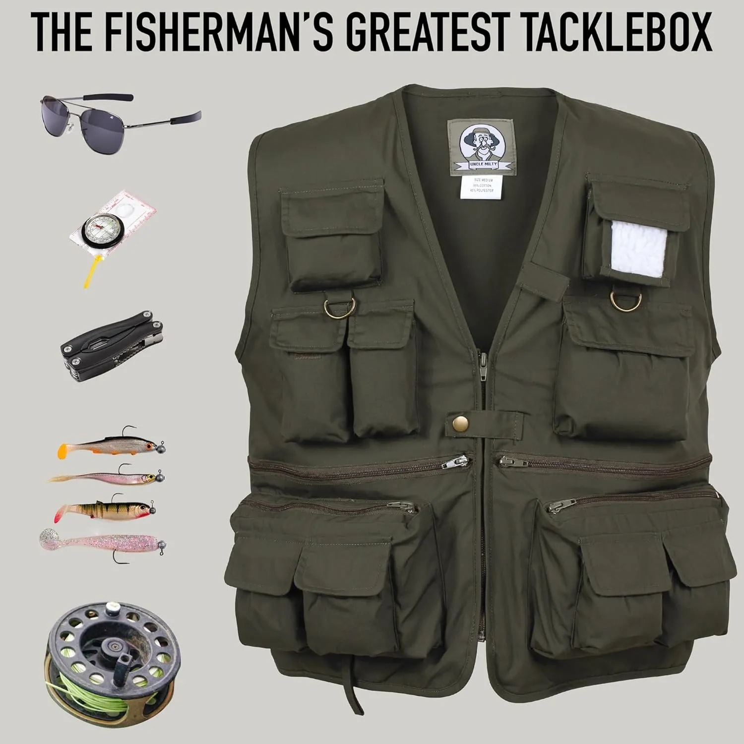 Rothco Uncle Milty Travel Vest - Outdoor Fishing Camping 17 Cargo Pocket Jacket