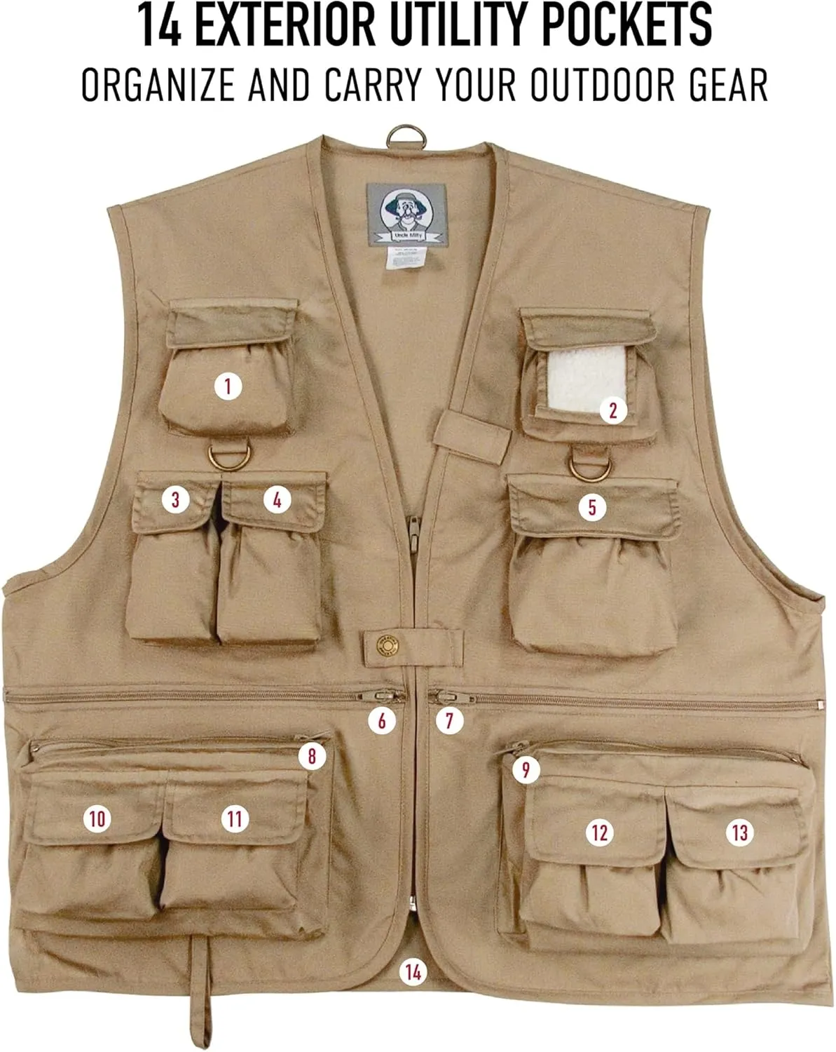 Rothco Uncle Milty Travel Vest - Outdoor Fishing Camping 17 Cargo Pocket Jacket