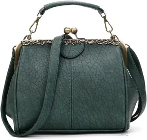 ROUROU Retro Hollow Handbag for Women - Leather Shoulder Bag Evening Clutch Crossbody Purse with Kiss Lock Closure
