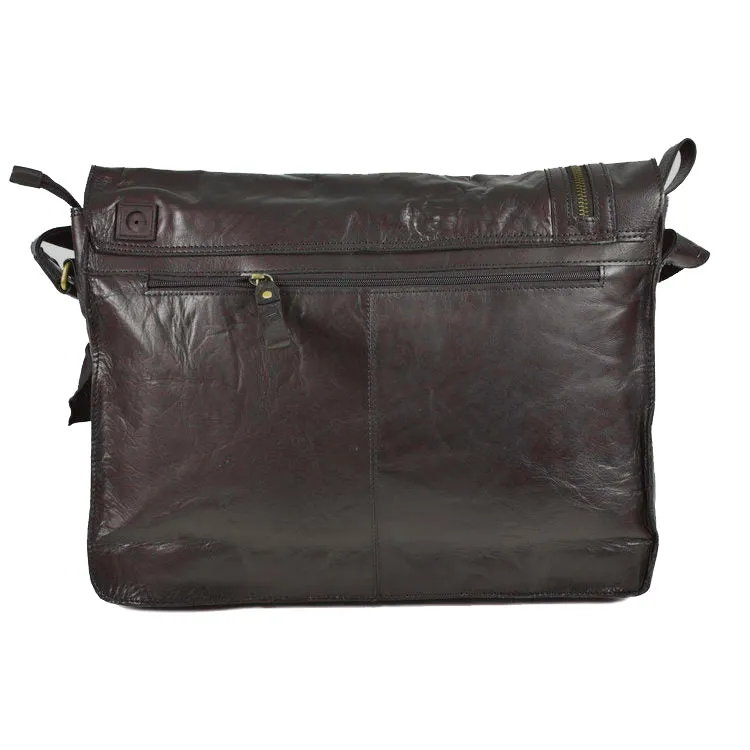 Rowallan Conquest Large Brown Leather Messenger Bag
