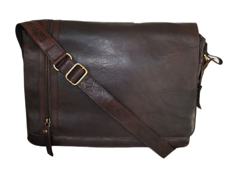 Rowallan Conquest Large Brown Leather Messenger Bag