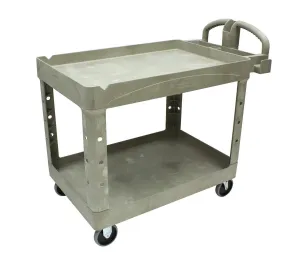 Rubbermaid Commercial Products BRUTE Heavy Duty 2-Shelf Utility/Service Cart, Medium, Lipped Shelves, Ergonomic Handle, 500 lbs. Capacity, Beige, for Warehouse/Garage/Cleaning/Maintenance
