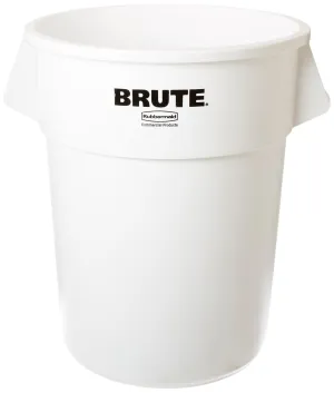 Rubbermaid Commercial Products Brute Heavy-Duty Round Waste/Utility Container with Venting Channels, 55-Gallon, White (FG265500WHT)