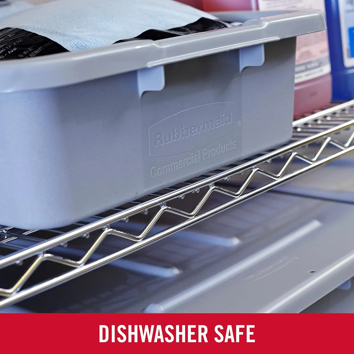 Rubbermaid Commercial Products Standard Bus/Utility Box, 7-Gallon, Gray, Heavy Duty Plastic Restaurant Wash Basin/Dish Washing Tub for Kitchen Organization/Storage
