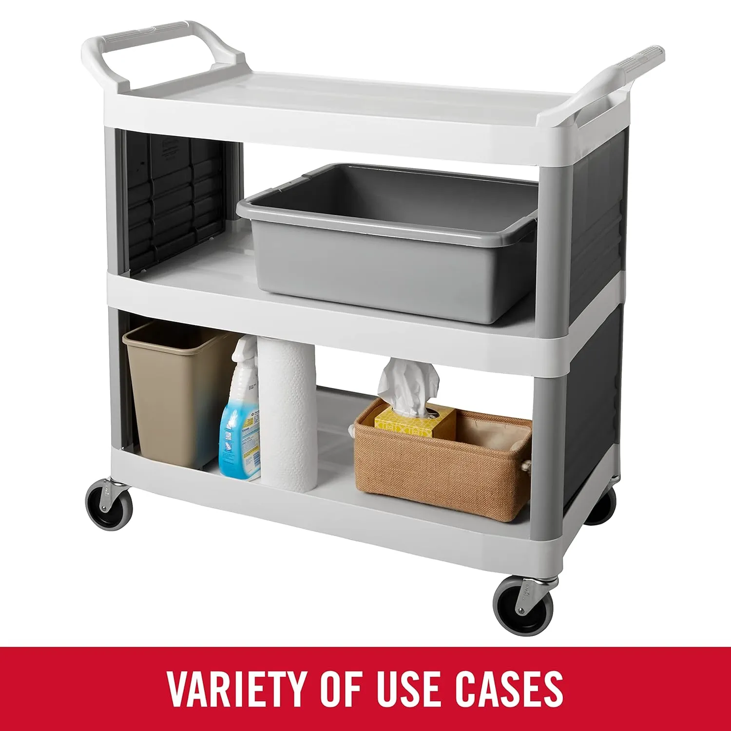 Rubbermaid Commercial Products Standard Bus/Utility Box, 7-Gallon, Gray, Heavy Duty Plastic Restaurant Wash Basin/Dish Washing Tub for Kitchen Organization/Storage