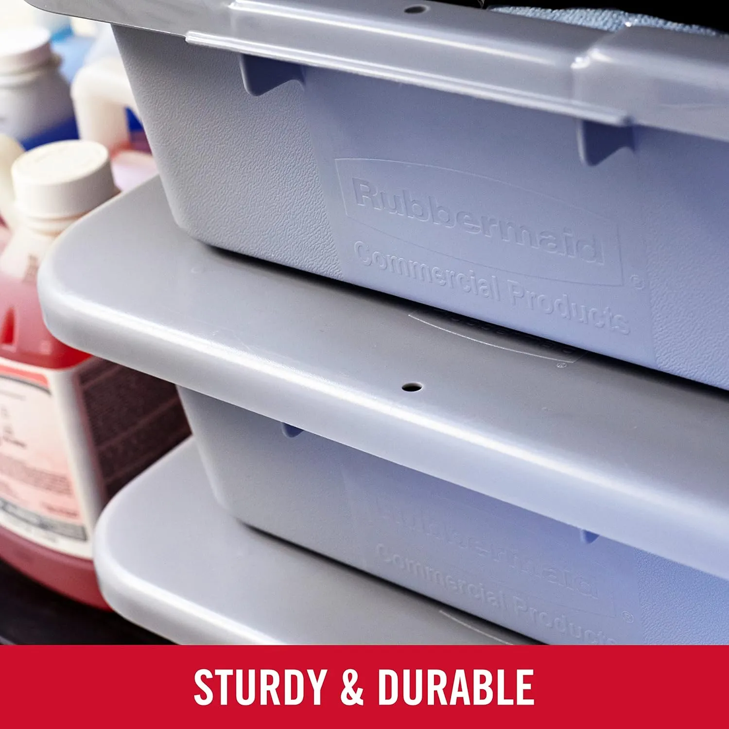 Rubbermaid Commercial Products Standard Bus/Utility Box, 7-Gallon, Gray, Heavy Duty Plastic Restaurant Wash Basin/Dish Washing Tub for Kitchen Organization/Storage