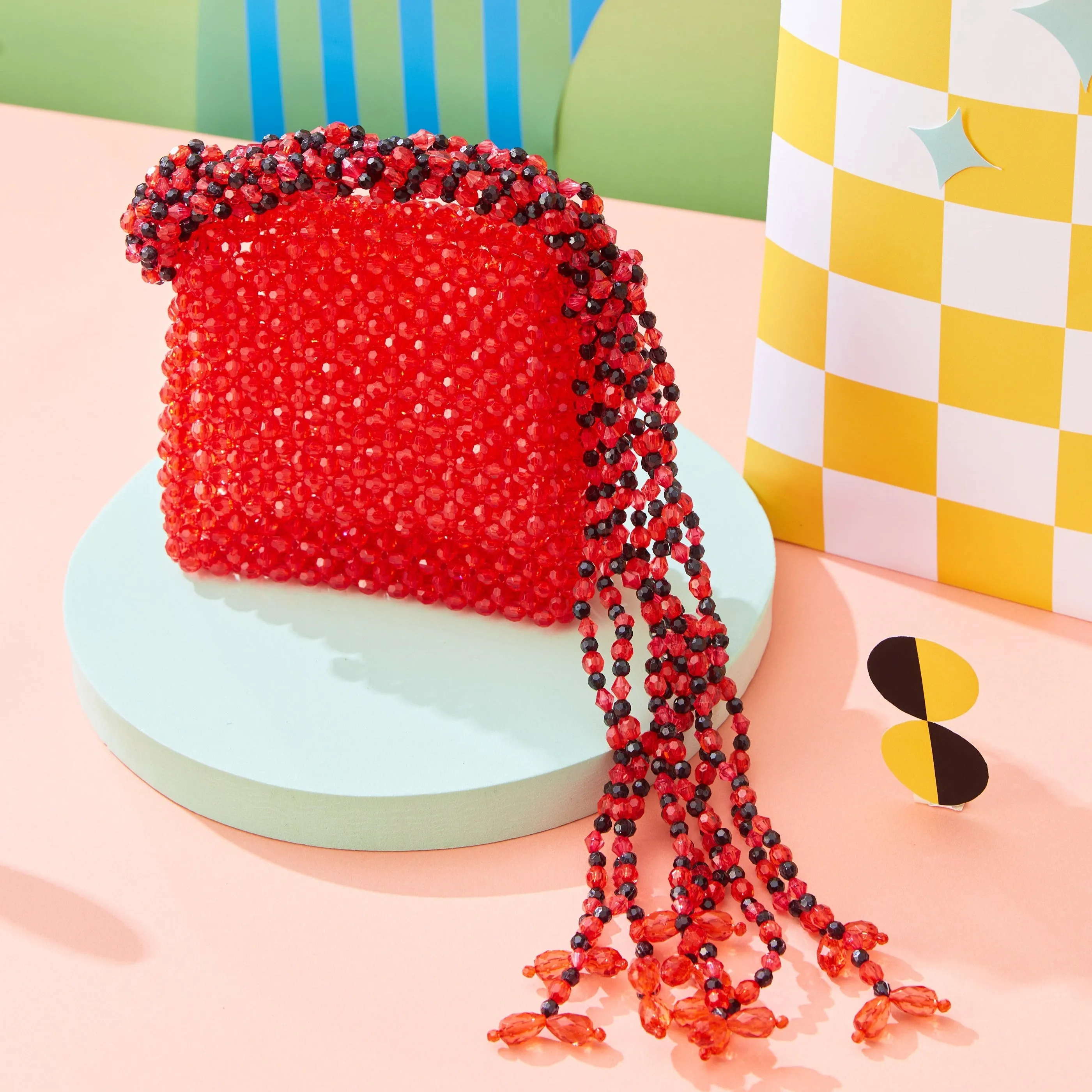 Ruby Red Garland Mini Bead Bag