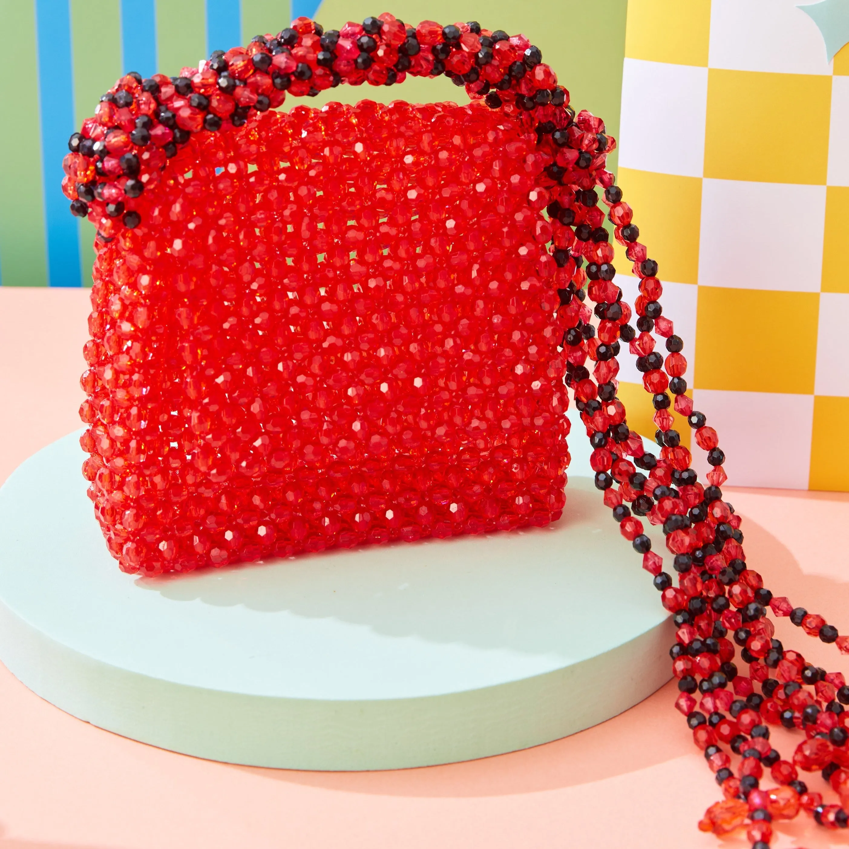 Ruby Red Garland Mini Bead Bag