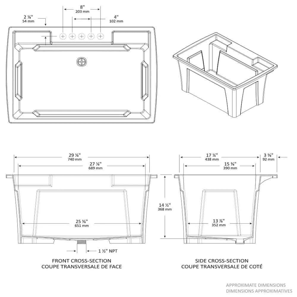 RUGGED TUB 32 in. x 22 in. Polypropylene Freestanding Laundry/Utility Sink in Black