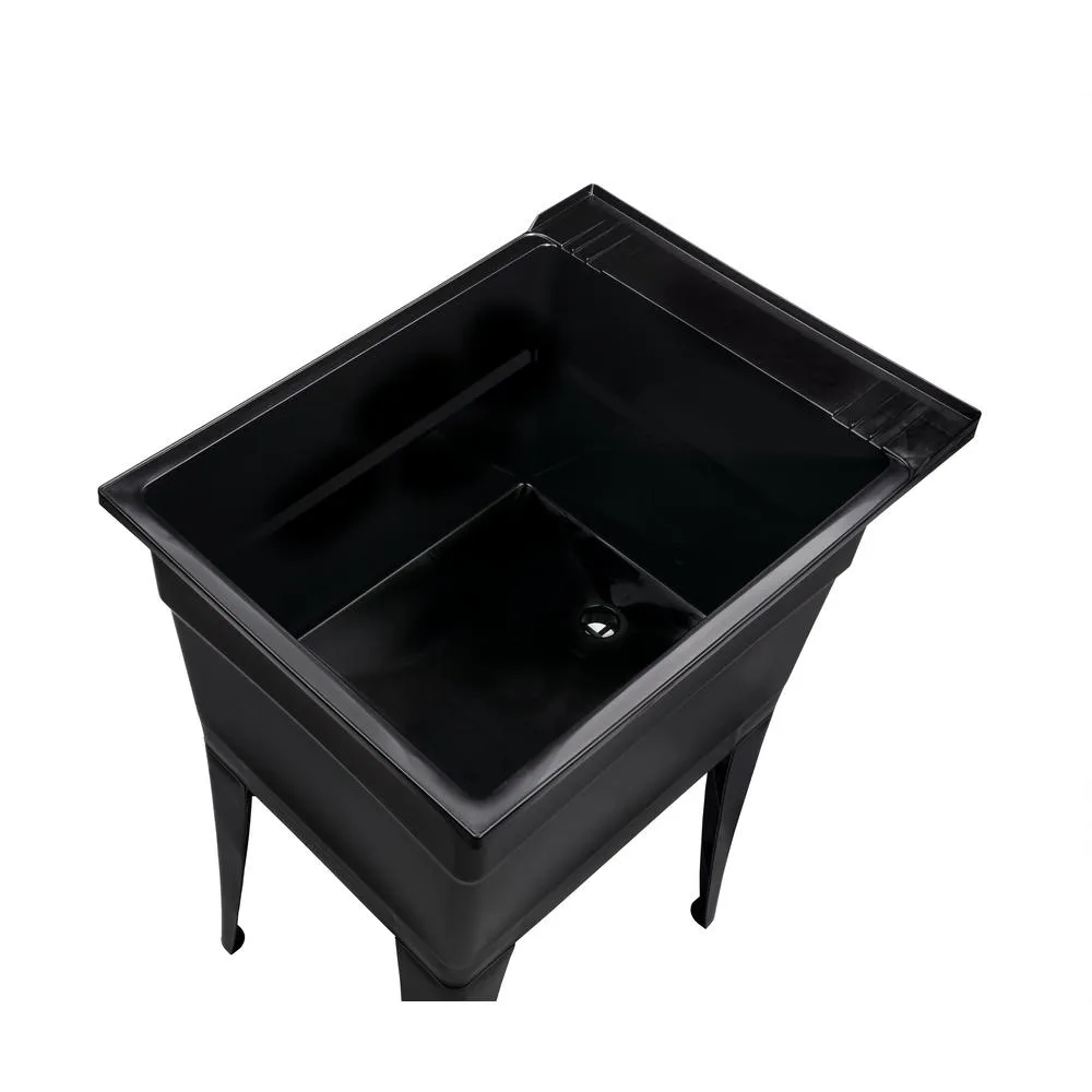 RuggedTub Black Freestanding Utility Tub - 18x24.5 Inch, 1-Basin