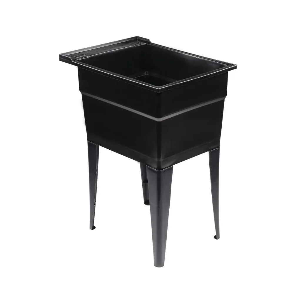 RuggedTub Black Freestanding Utility Tub - 18x24.5 Inch, 1-Basin