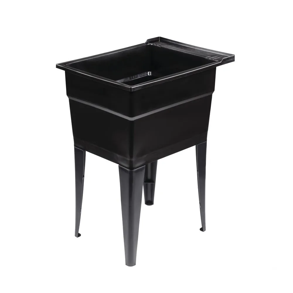 RuggedTub Black Freestanding Utility Tub - 18x24.5 Inch, 1-Basin